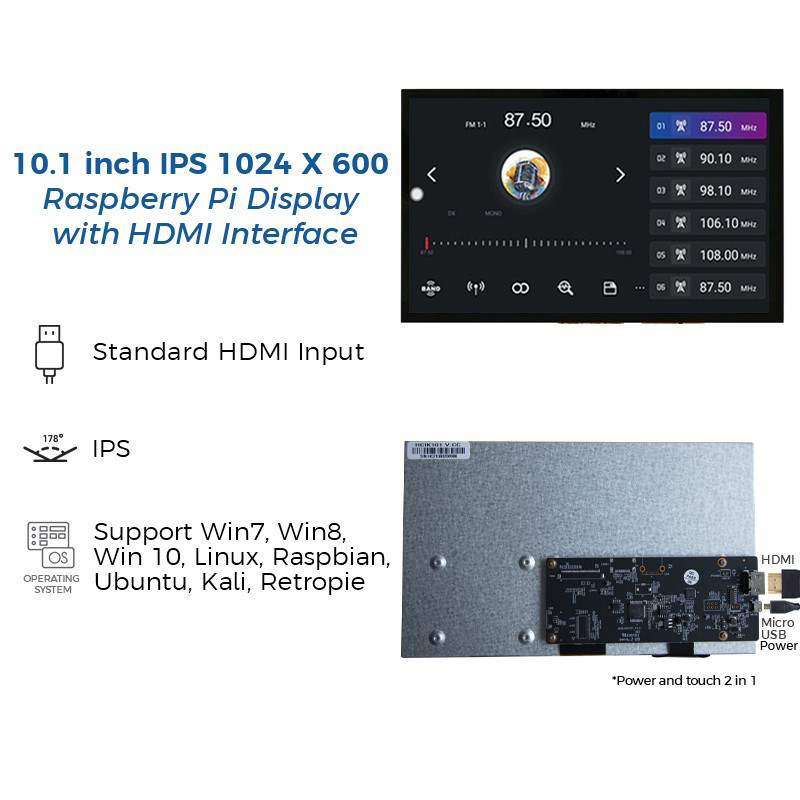 10.1 inch HDMI LCD Displays 1024*600